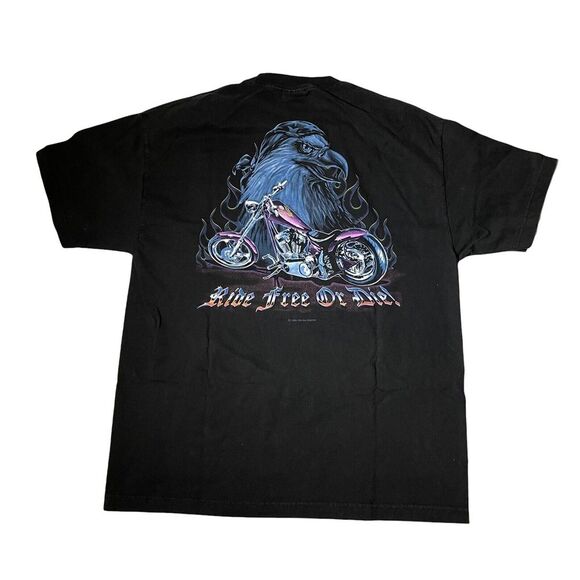 Other - Motorcycle Flames T Shirt Mens XL Black Ride Free or Die‎ Biker Chopper Eagle